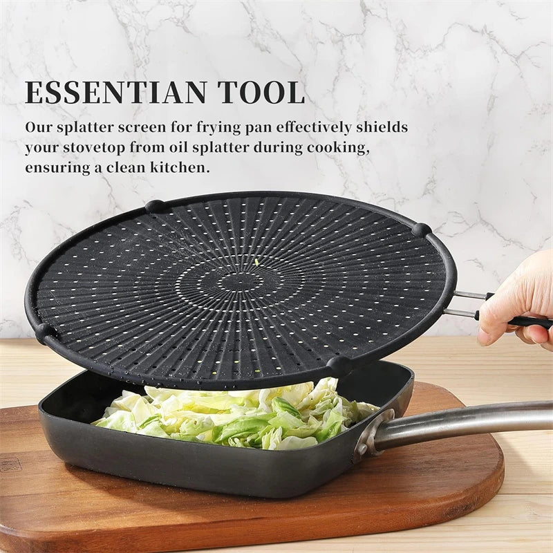 Silicone Splatter Screen Frying Pan 13inch Grease Splatter