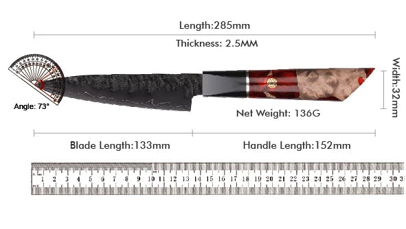 Knife 1-6pc Damascus 3-Layer Cladding Steel Knives Professional