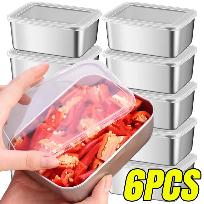 Stainless Steel Food Storage Container Fridge Fresh-Keep Storage