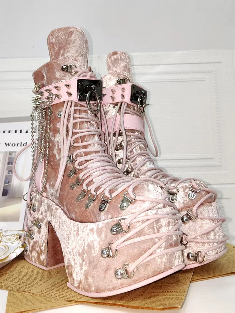 Lolita Punk Shoes Round Head Ultra High Heels