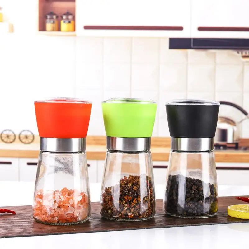 Salt Pepper Grinder Stainless Steel Glass Spice Bottle