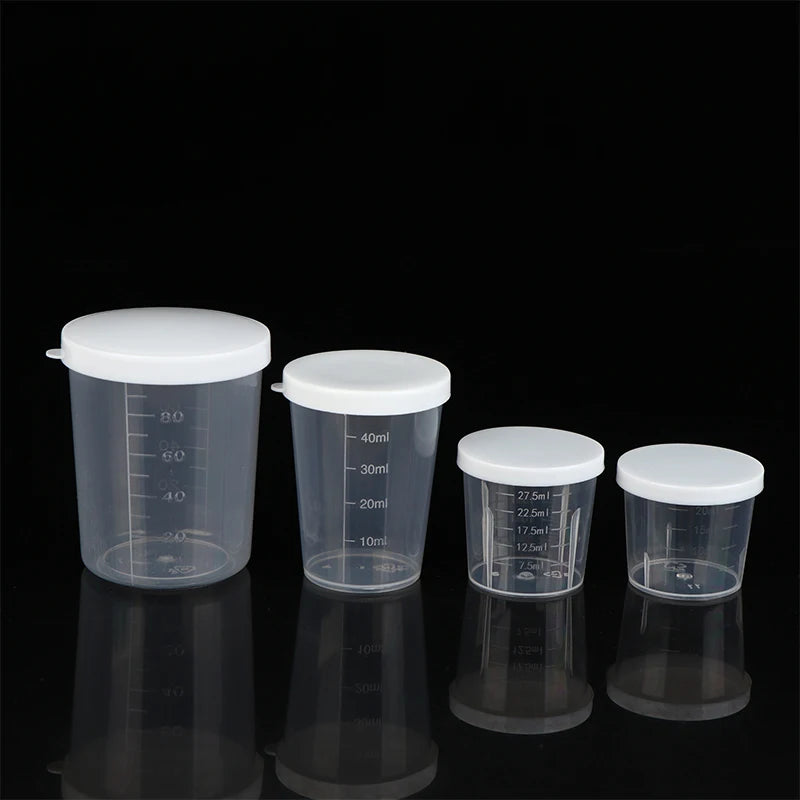 10pcs Clear Liquid Pill Measuring Cups Lids Travel