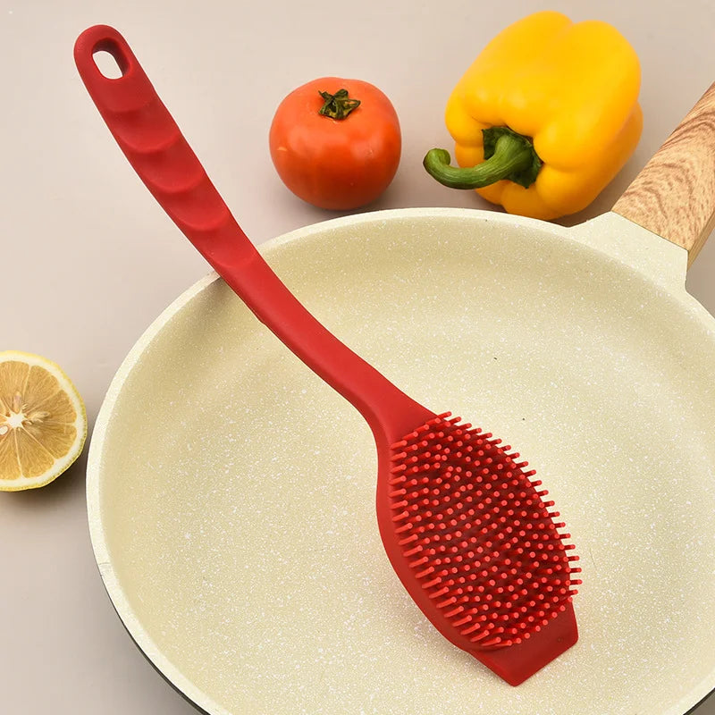 Long Handle Silicone Dishwashing Brush Hangable Pot &