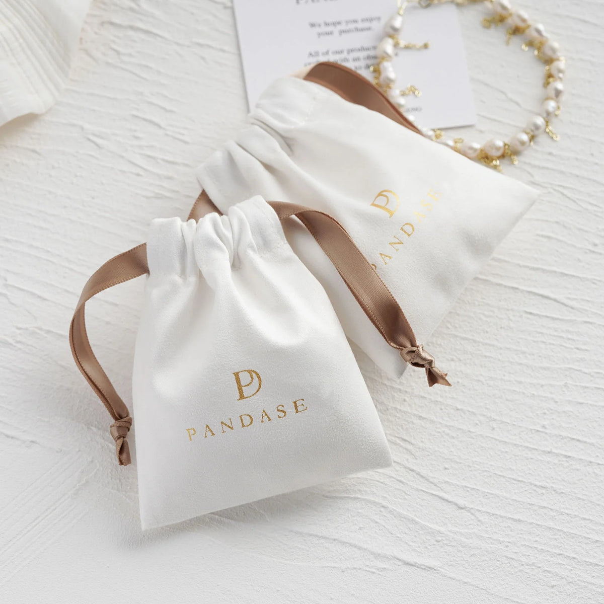 Luxury Suede Jewelry Storage Bag Ribbons Custom Logo