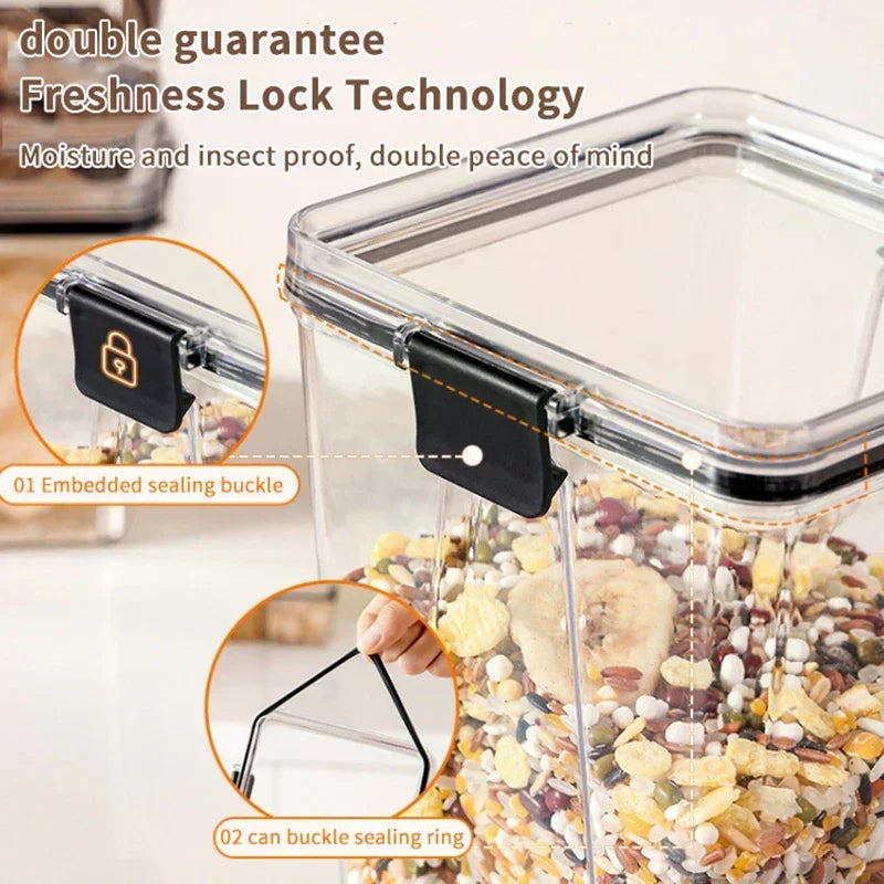 Airtight Sealed Plastic Food Storage Box Transparent Cereal