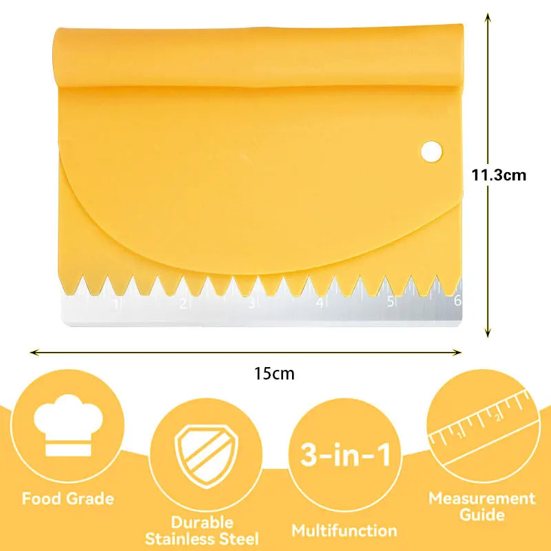 3-In-1 Dough Scraper Stainless Steel Bench Scraper Measurements
