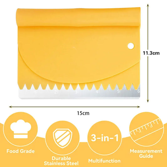 3-In-1 Dough Scraper Stainless Steel Bench Scraper Measurements