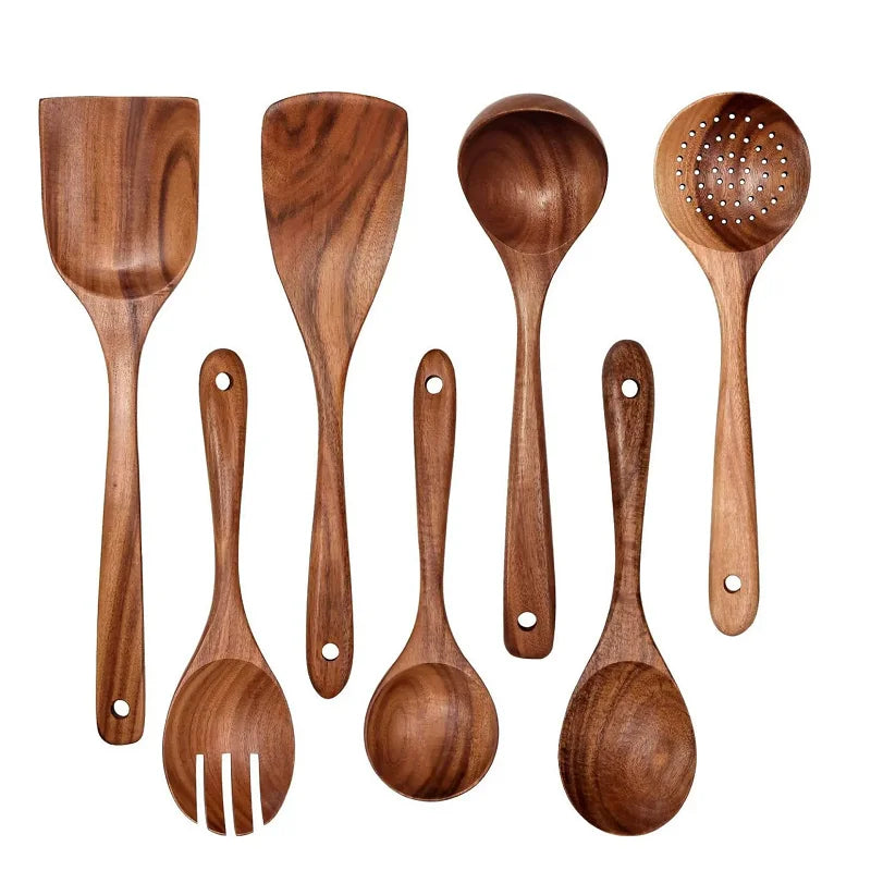 Wooden Utensils Sets Acacia Wood Long Handle Spatula