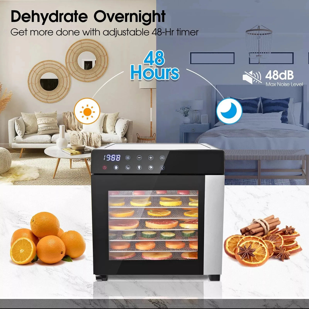 8-Tray Stainless Steel 600w Presets & Digital Timer