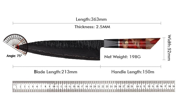 Knife 1-6pc Damascus 3-Layer Cladding Steel Knives Professional