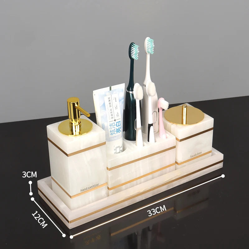 White Onyx Natural Marble Bathroom Gold Luxury Soap