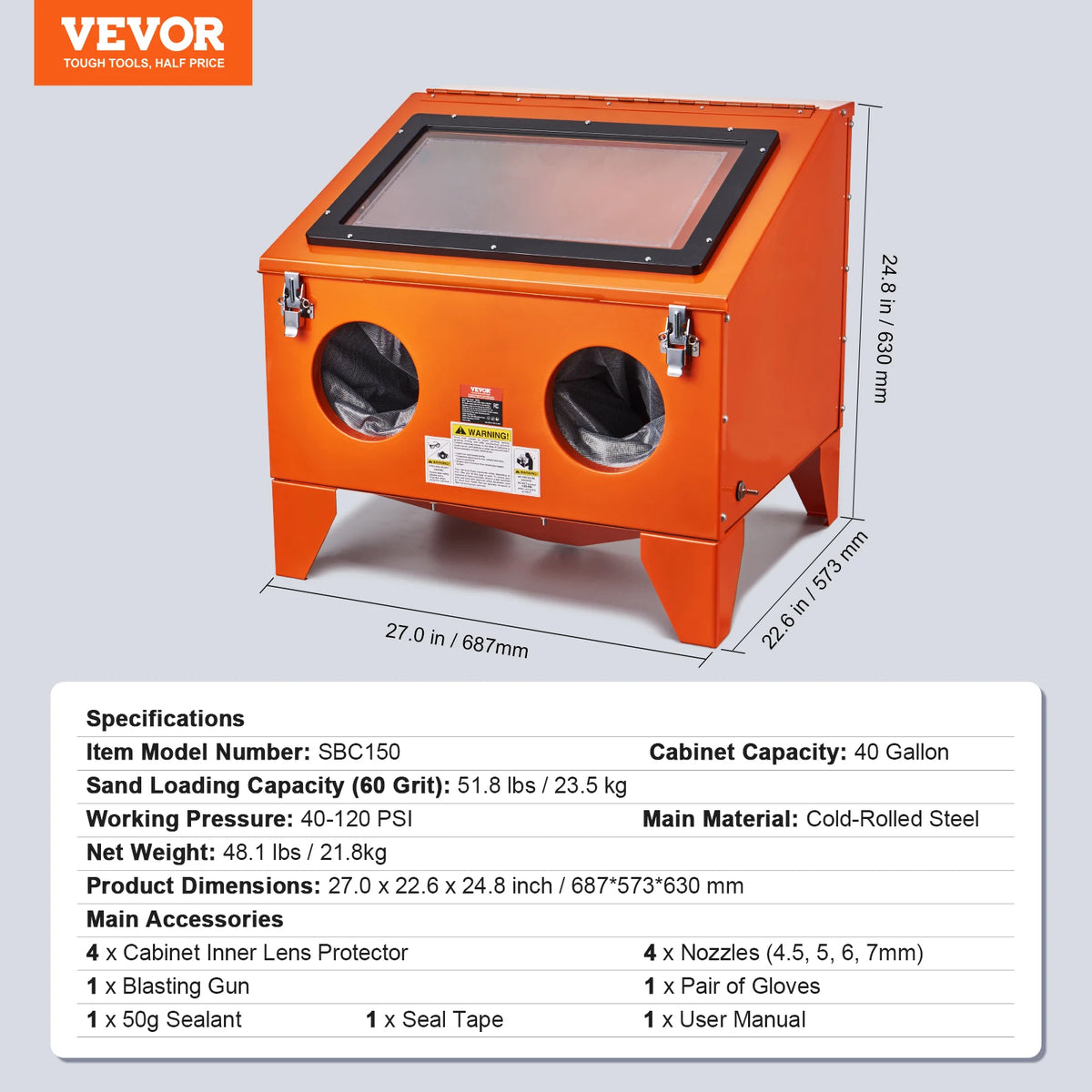 Succebuy 25/40/60 Gallon Sandblasting Cabinet Benchtop Sand