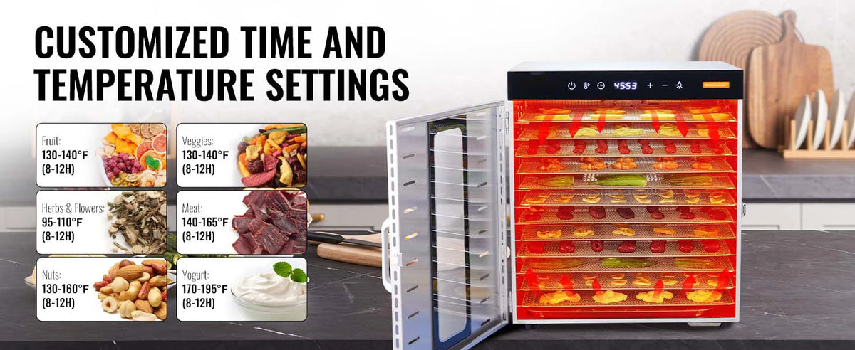 Succebuy Food Dehydrator Machine 10 Stainless Steel Trays