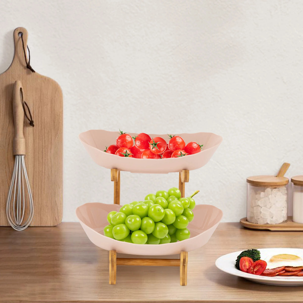 Tier Beige Fruit Bowl Fruit Basket Stand Fruit
