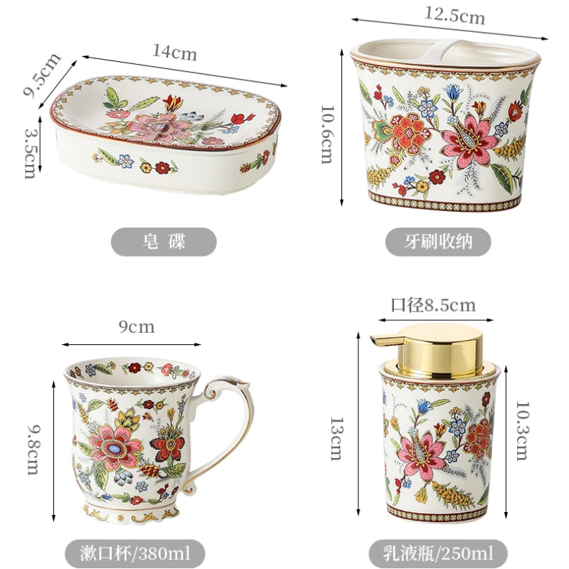 French Vintage Floral Ceramic Bathroom Toilet Foam Lotion