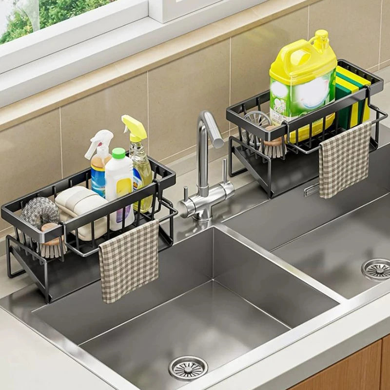 1pc Sponge Drainer Rack Stainless Organizer Bathroom Sink