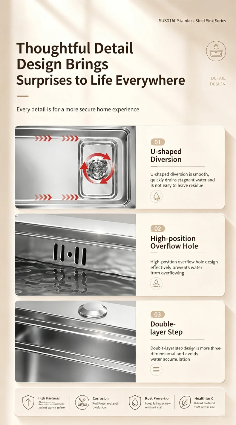 316l Stainless Steel Sink Undermount Sinks Antiscratch Rice