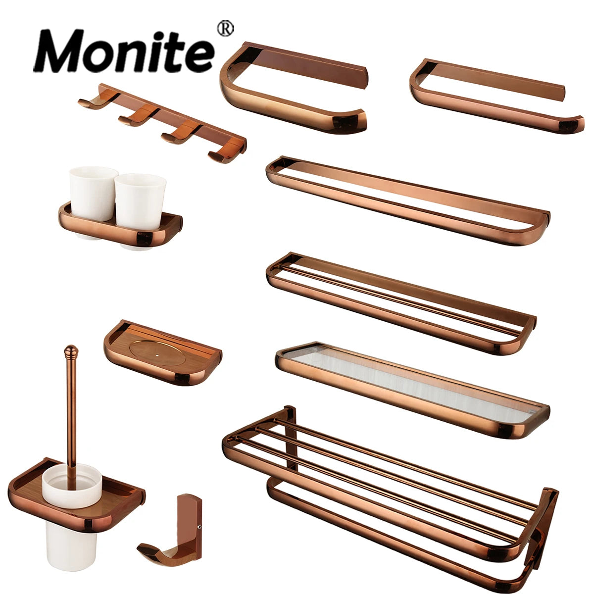 Monite Luxury Rose Golden Bathroom Solid Brass Toilet