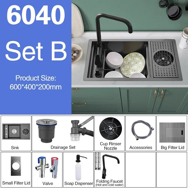 Asras Nano Black Small Size Sink Cup Washer