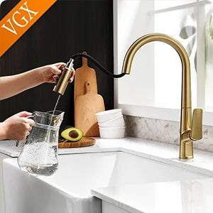 Vgx Brushed Faucet Sink Faucets Rubber Pull Down