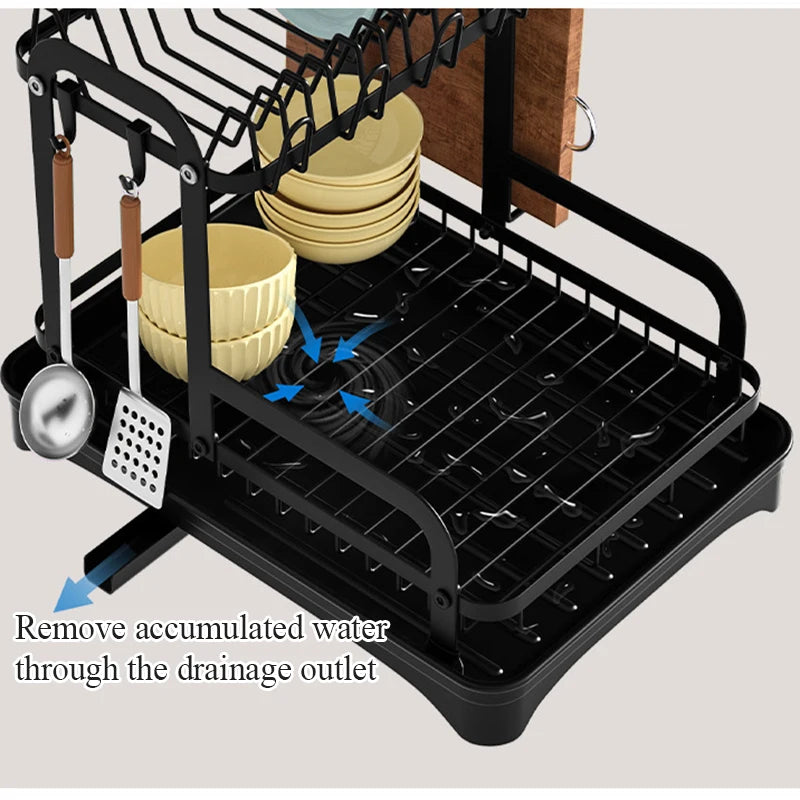 Tier Dish Bowl Drainer Storage Rack Organizer Drain