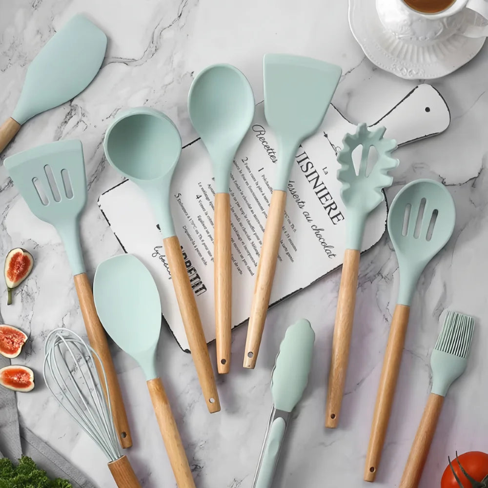 12pcs Food Grade Silicone Utensils Heat Resistant Non-Stick