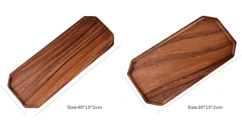 Natural Acacia Wood Serving Trays Octagonal & Rectangular