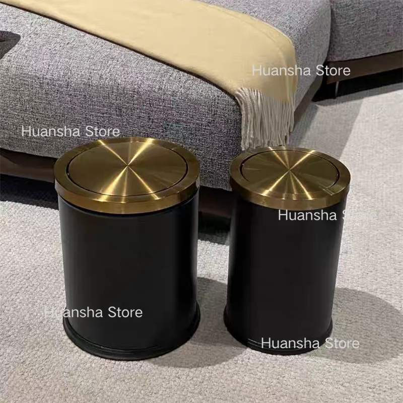Stainless Steel Trash Can Gold Bathroom Bedroom Recycle