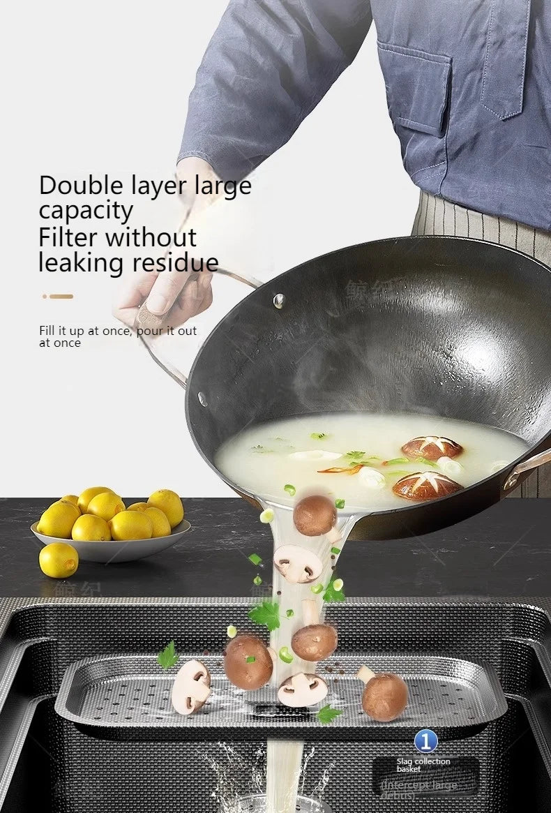 Stainless Steel Sink Gray Large Slot Wash Vegetables