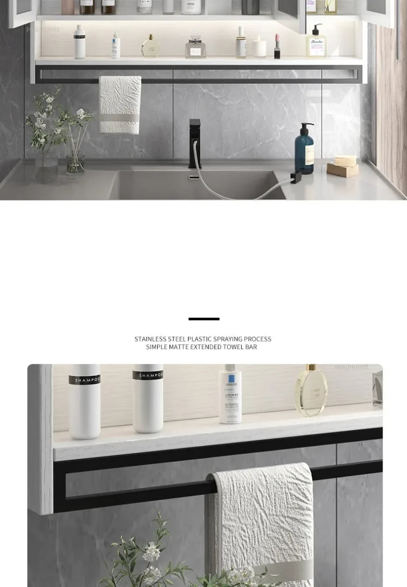 Smart Bathroom Mirror Cabinets Wall-Mounted Backlight Anti-Fog
