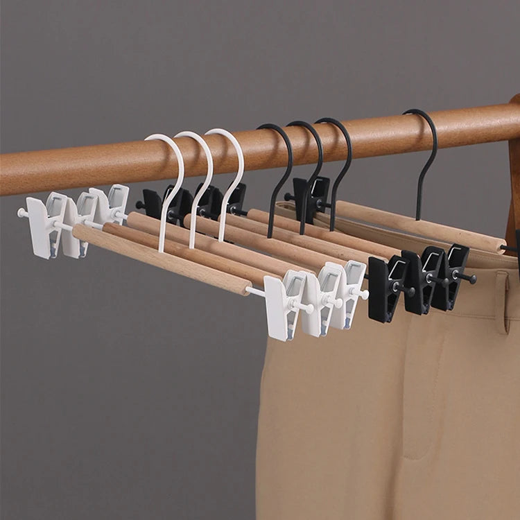 5pcs Trouser Hangers Durable Iron Wood Drying Rack
