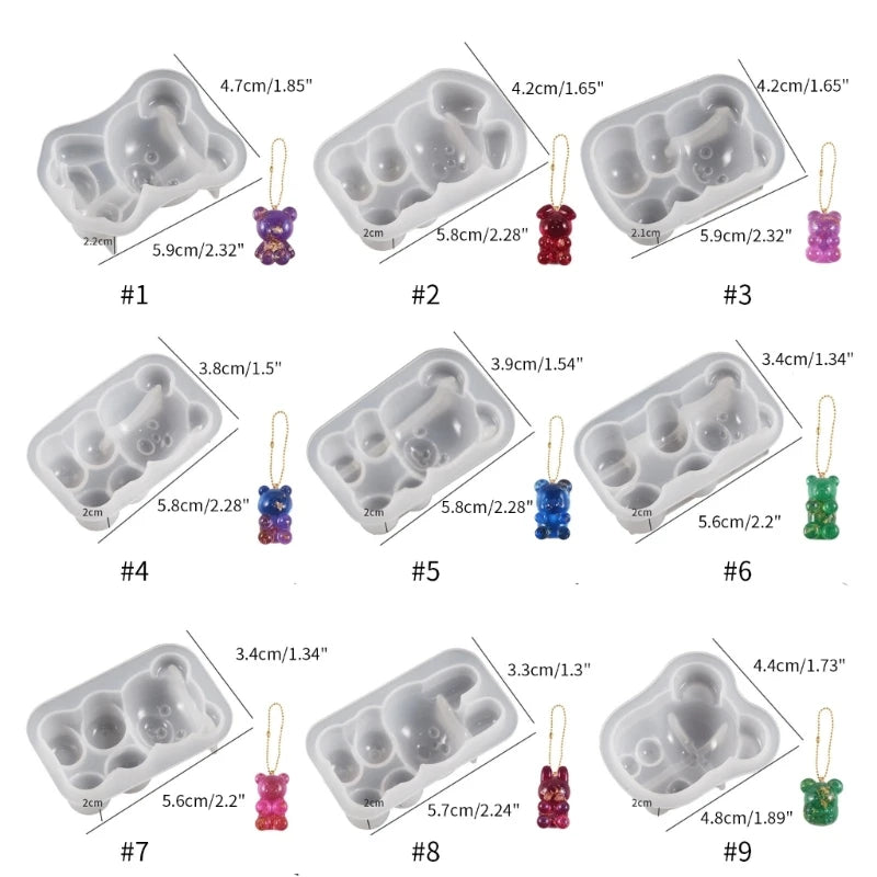 E0bf Diy Semi Three-Dimensional Bear Silicone Mold Epoxy