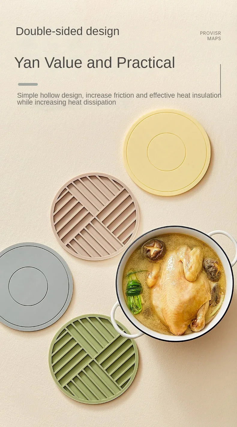 High Temperature Resistant Thickened Silicone Coaster Round
