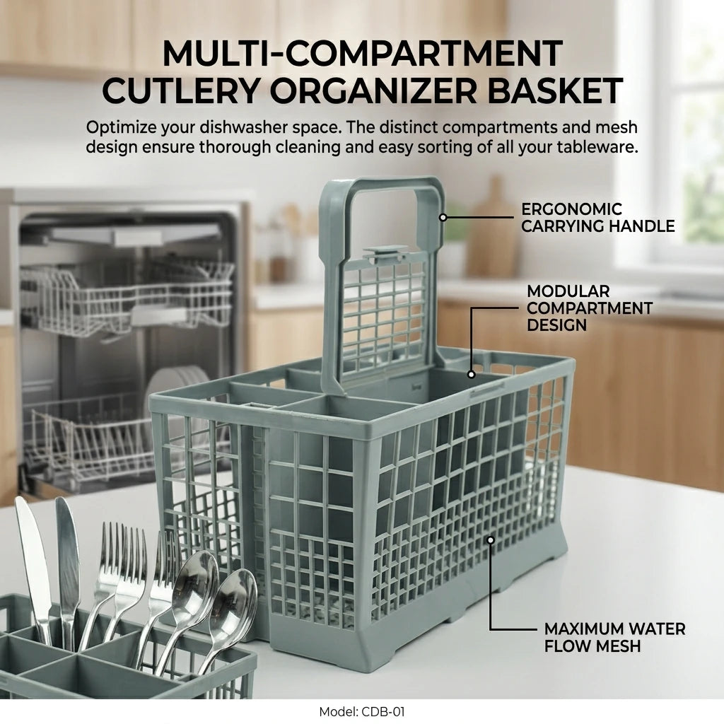 Cutlery Basket Dishwasher High-Density Plastic Mesh Design