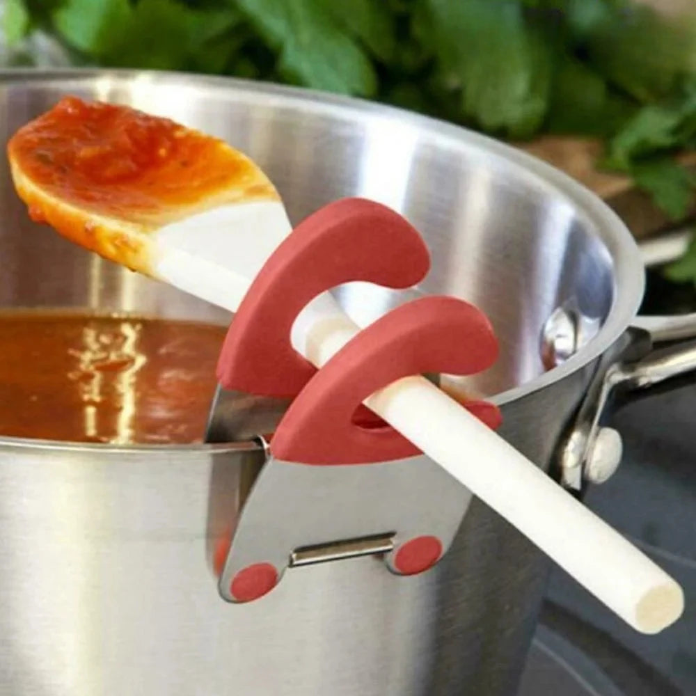 Anti-Scald Silicone Grip Pot Clip Holder Spoon Stainless