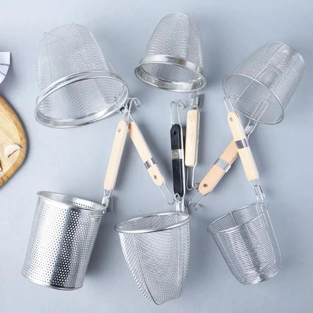 Durable Thickened Stainless Steel Funnel Wooden Handle Pasta