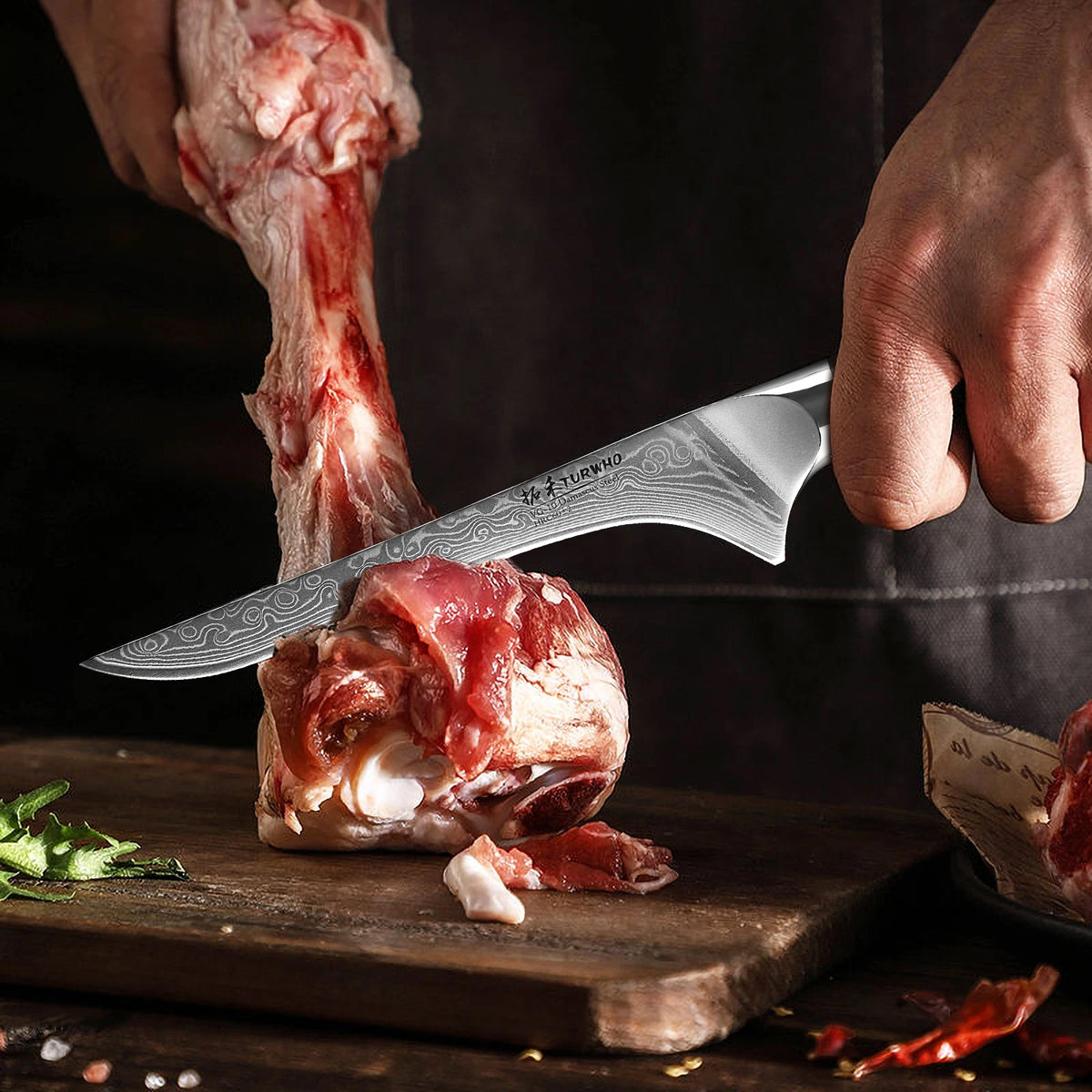 Turwho Boning Knife Damascus Steel Knives Butcher Cleaver