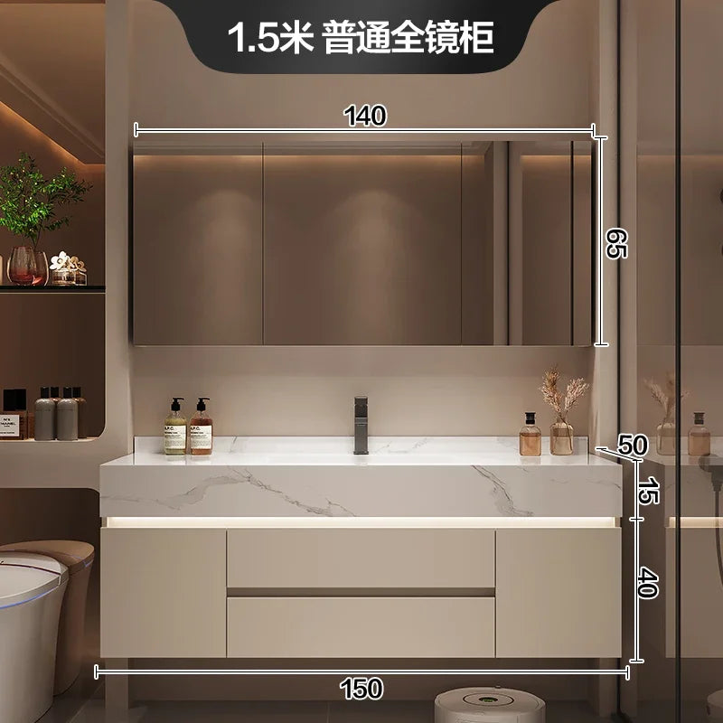 Partitions Storage Bathroom Cabinet Organizer Mirror Wall Shelves