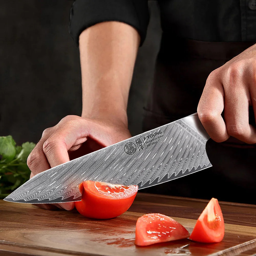 Young Japanese Chef Knife Damascus Steel Professional Knives