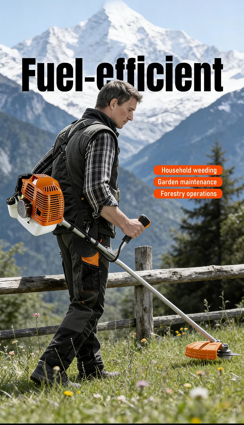 52cc Stroke Gas Brush Cutter 7500rpm Grass Trimmer