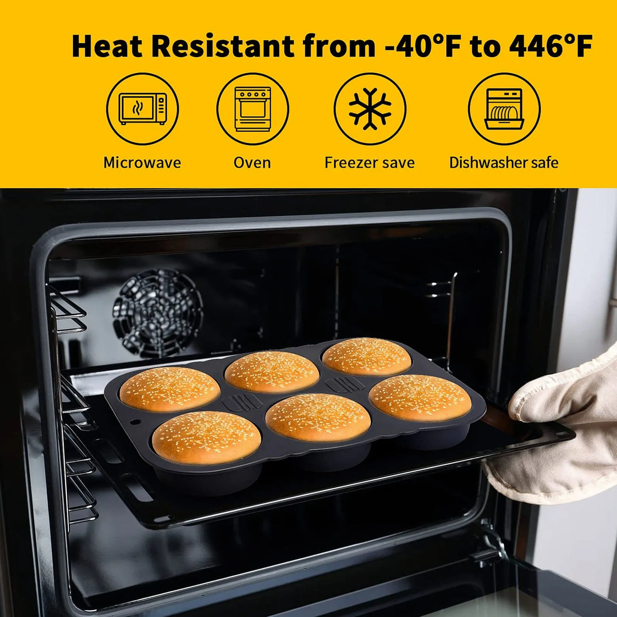 Cavity Hamburger Bun Mold Pan Foldable Reusable Bread