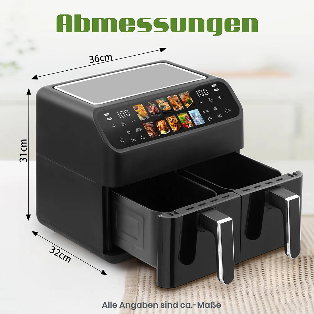 Air Fryers 9l Dual Basket Oven Oilless Cooker