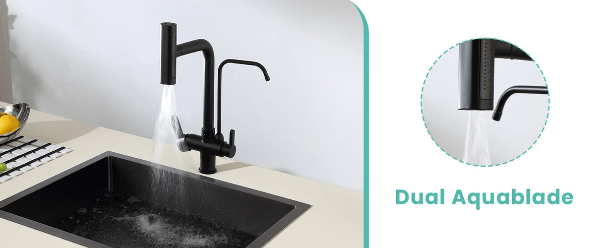 Way Pure Water Filter Faucets Black Pull Out