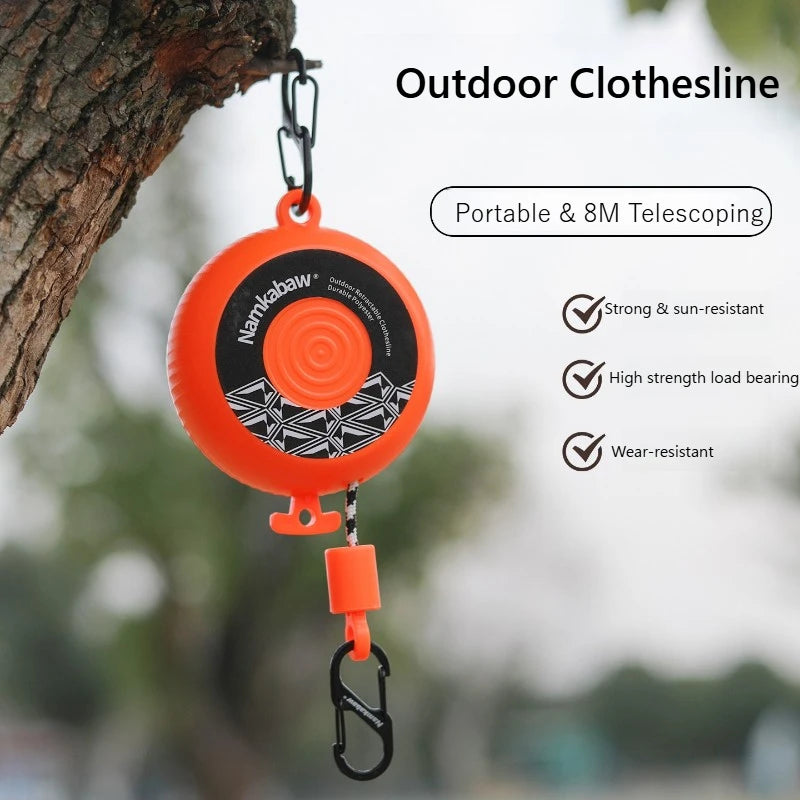 8m Retractable Clothesline Outdoor Travel Hand-Cranked