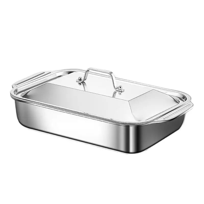Stainless Steel Baking Pan Lids Deep Dish Fish/Pasta/Grilling