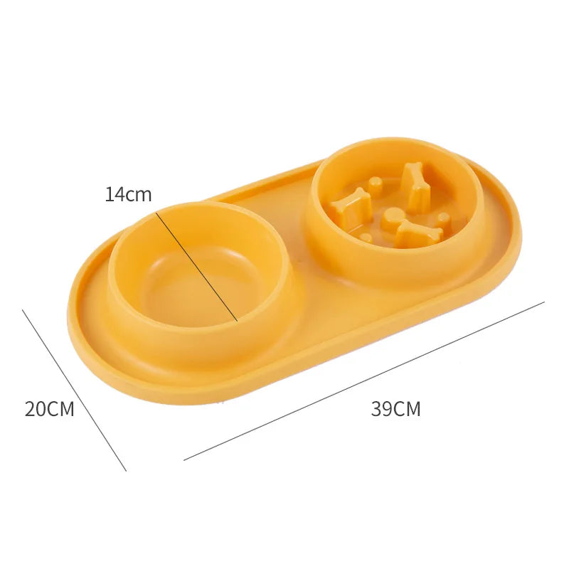 Dog Double Bowl Silicone Mat Cat Pet Food