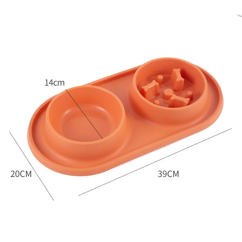 Dog Double Bowl Silicone Mat Cat Pet Food