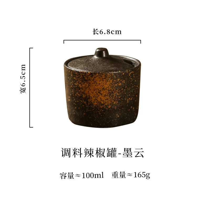 Japanese Style Vintage Ceramic Seasoning Jar Chili Storage