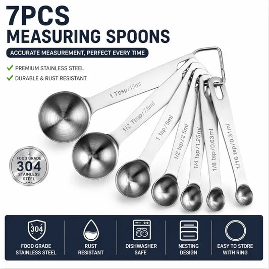 7-Piece Measuring Spoon Food Grade 304 Stainless Steel
