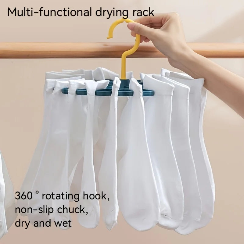 Round Space-Saving Drying Rack 20 Clips - Large-Capacity